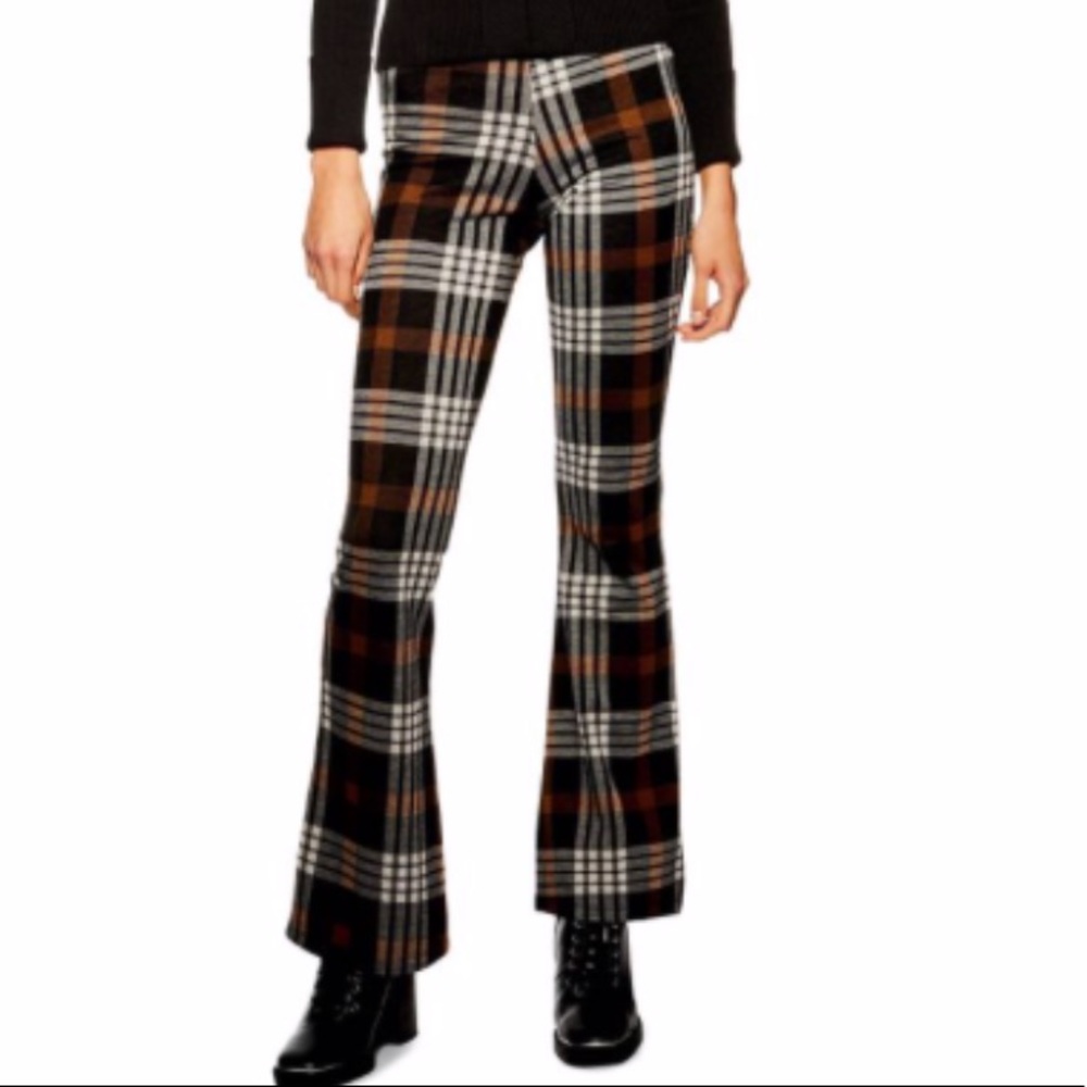 Topshop plaid flare pants size S NWT!